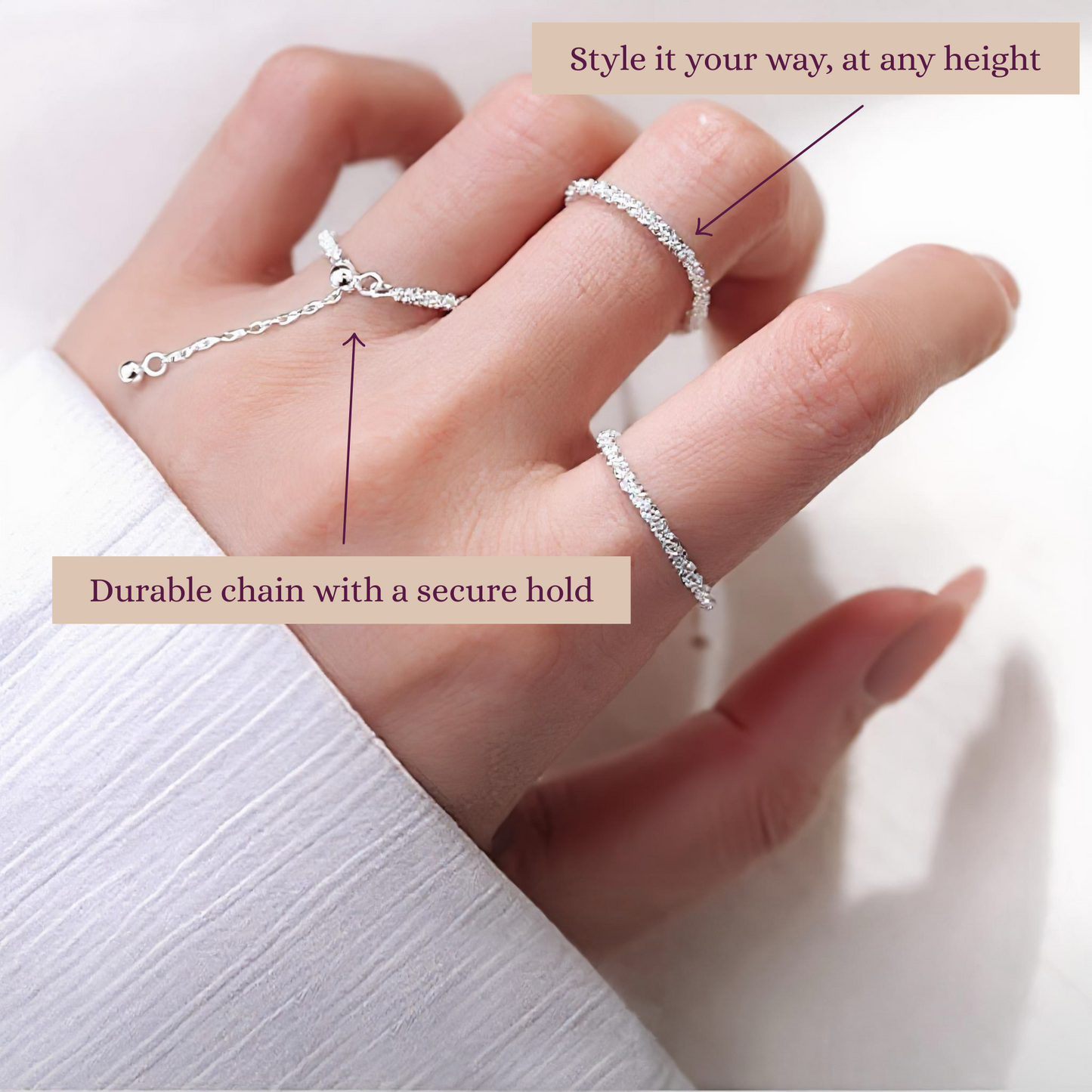 Velvet Wrap Adjustable Chain Ring